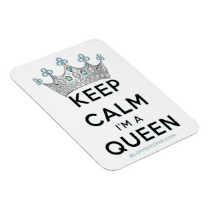 SlipperyJoe's keep calm-drottning polerat silverkr Magnet