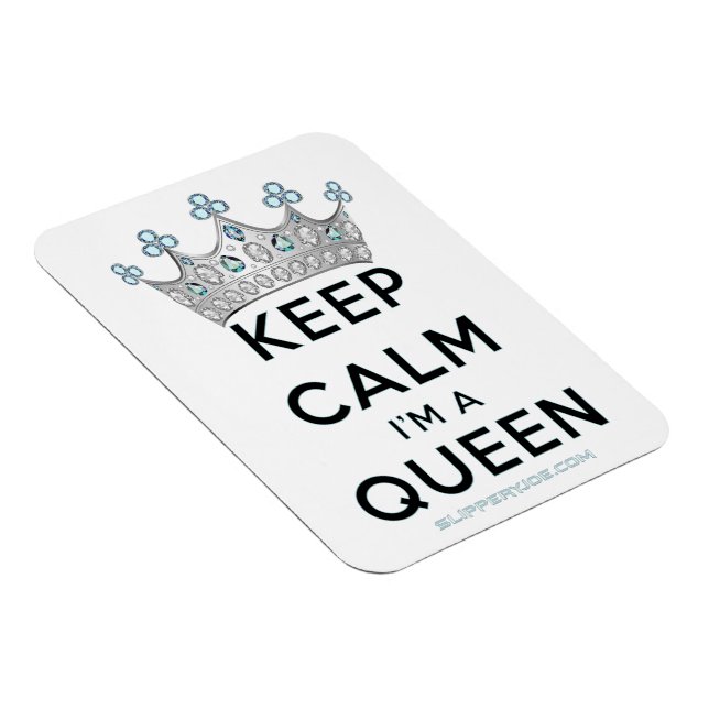 SlipperyJoe's keep calm-drottning polerat silverkr Magnet (Högersidan)