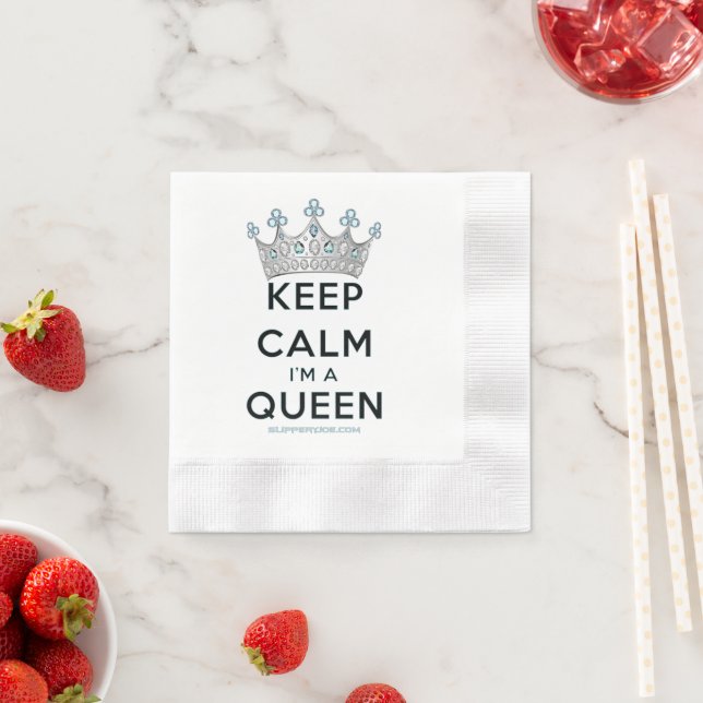 SlipperyJoe's keep calm-drottning polerat silverkr Pappersservett (Insitu)