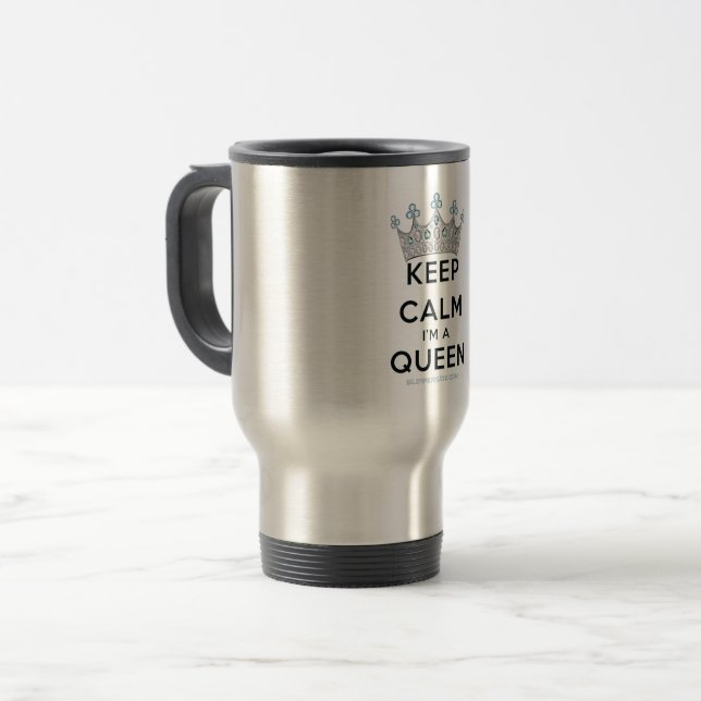 SlipperyJoe's keep calm drottning polerat silverkr Resemugg (Framsida vänster)