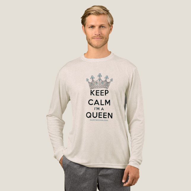 SlipperyJoe's keep calm drottning polerat silverkr T Shirt (Hel framsida)