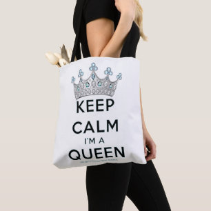 SlipperyJoe's keep calm drottning polerat silverkr Tygkasse