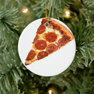 SlipperyJoe's klassiska pepparoni-pizzabit smält Julgransprydnad Keramik