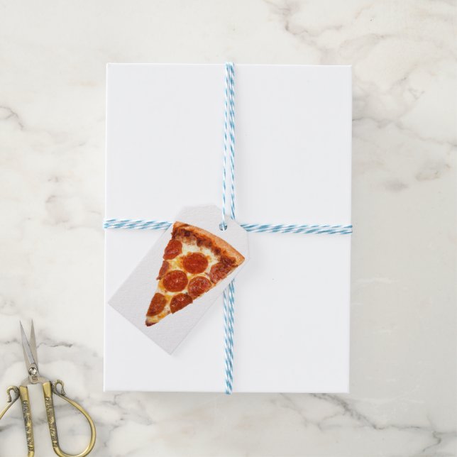 SlipperyJoes klassiska pepparoni-pizzabit smält Presentetikett (Med Snöre)