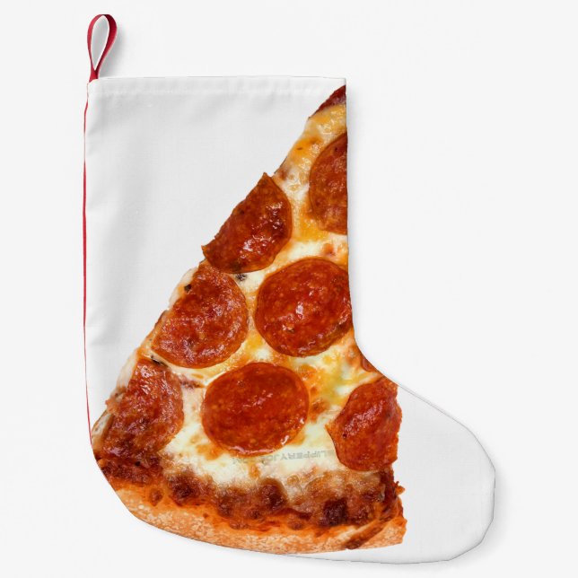 SlipperyJoes klassiska pepparoni pizzasbit smält Liten Julstrumpa (Framsidan)