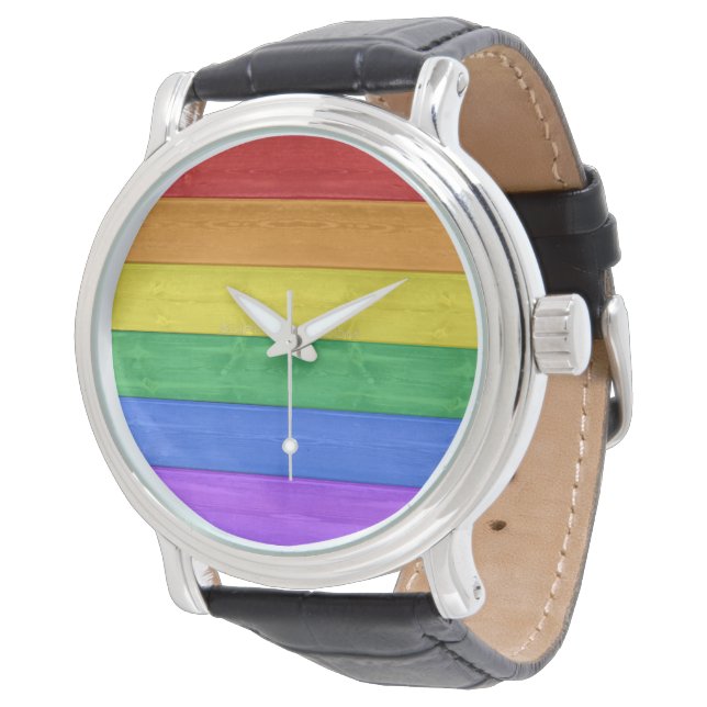 SlipperyJoe's klassiska regnbåge taktilt handgjord Armbandsur (Vinklad)