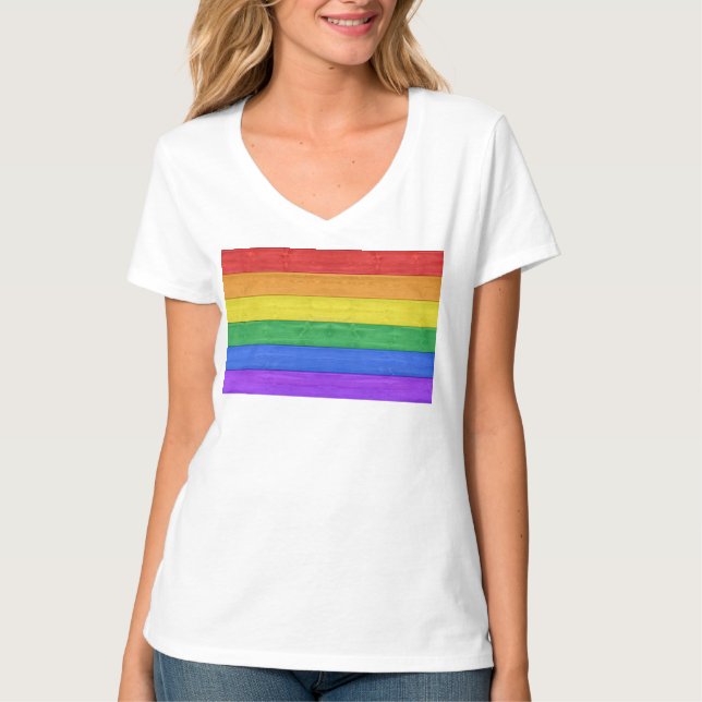 SlipperyJoe's klassiska regnbågs taktila handgjord T Shirt (Framsida)
