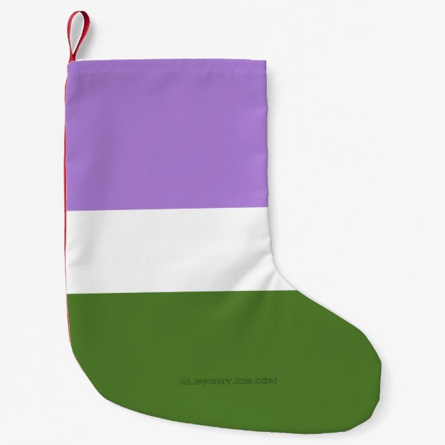 SlipperyJoe's könsneutrala prideflagga lavendelbla Liten Julstrumpa (Framsidan)