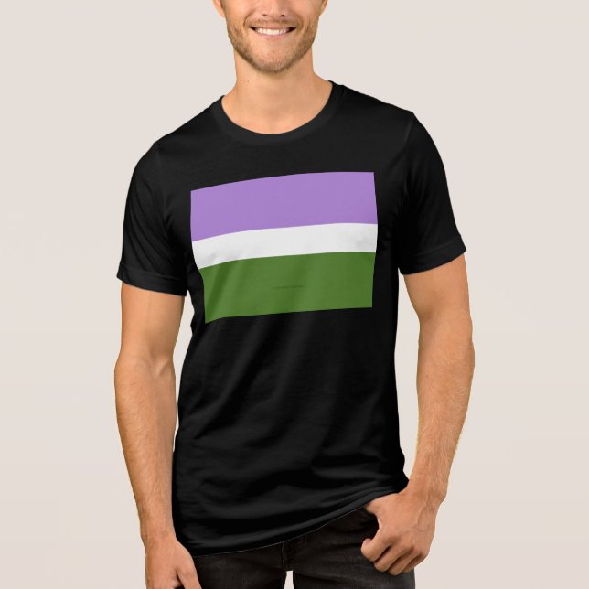 SlipperyJoe's könsneutrala prideflagga lavendelbla T Shirt (Framsida)