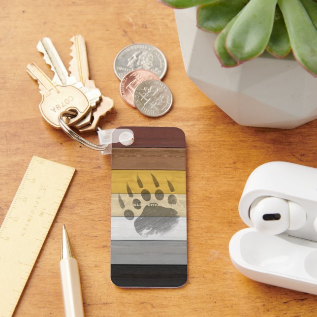 SlipperyJoe's konstnärliga Bear Wood gay gifts Bea Nyckelring (Skrivbord)