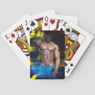 SlipperyJoe's konstnärliga Black Muscular Man gay Casinokort