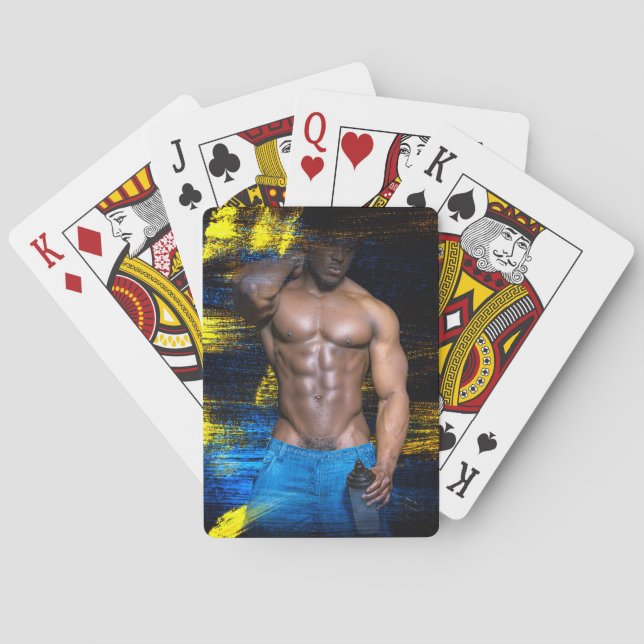 SlipperyJoe's konstnärliga Black Muscular Man gay  Casinokort (Baksidan)
