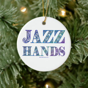 SlipperyJoes konstnärliga Jazz Händer vibrant färg Julgransprydnad Keramik
