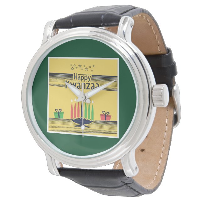 SlipperyJoe's Kwanzaa varma firande ton tradition Armbandsur (Vinklad)