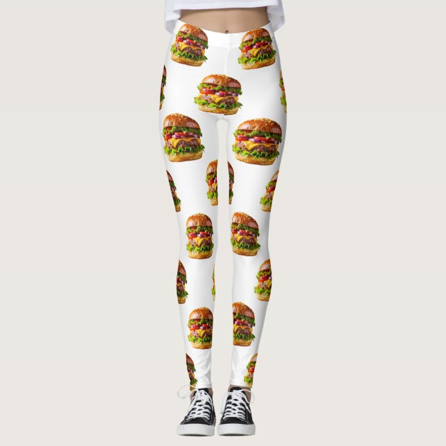 SlipperyJoes läckra cheeseburgare crispy ba Leggings (Framsida)