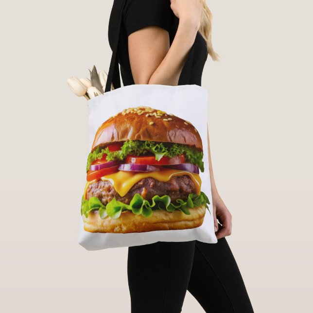SlipperyJoes läckra cheeseburgare spröd ba Tygkasse (Närbild)