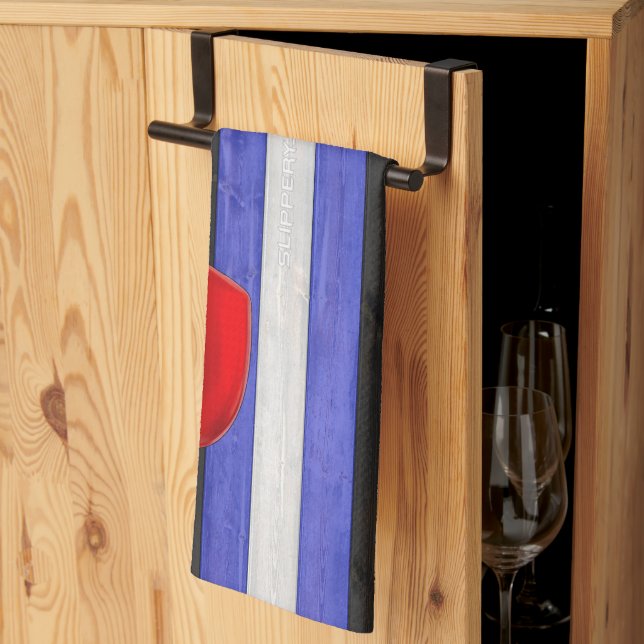 SlipperyJoe's läderfärgat flagga svart royal blått Kökshandduk (Thirds Fold)