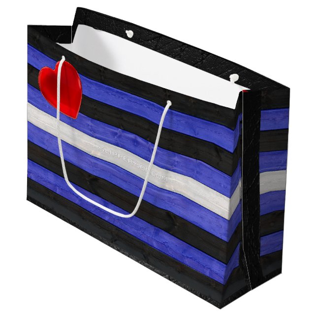 SlipperyJoe's läderprydnadsflagga svart kunglig bl (Framsidan Vinklad)