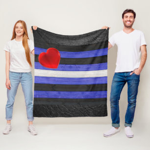 SlipperyJoe's läderprydnadsflagga svart kunglig bl Fleecefilt