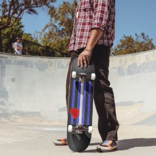 SlipperyJoe's läderprydnadsflagga svart kunglig bl Mini Skateboard Bräda 18,5 Cm