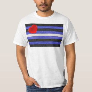 SlipperyJoe's läderprydnadsflagga svart kunglig bl T Shirt