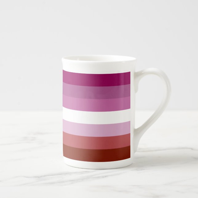 SlipperyJoe's lesbisk pride flagga feminin-enhet Benporslin Mugg (Höger)