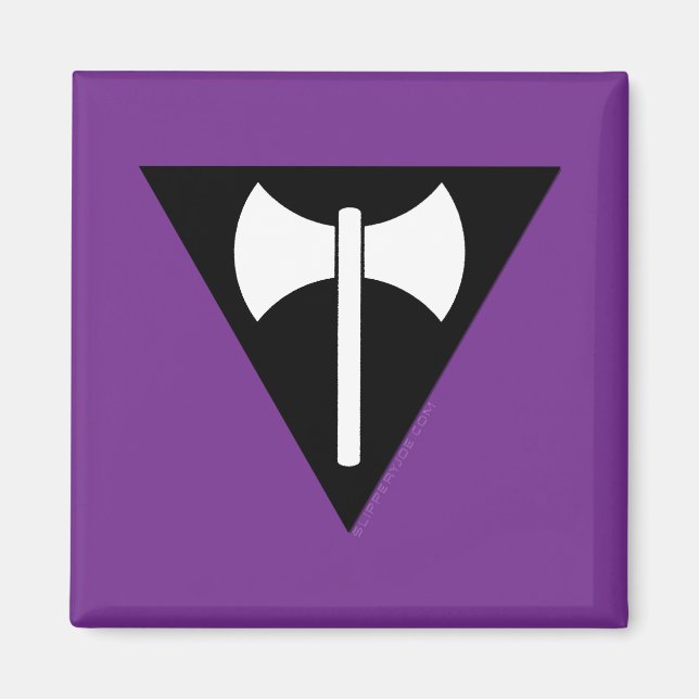 SlipperyJoes Lesbiska Prideflagga Labrys yxa trian Magnet (Framsidan)