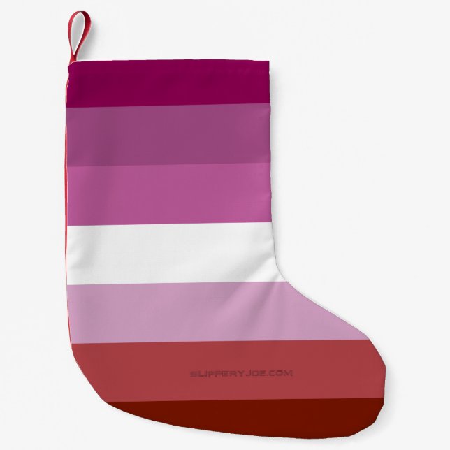 SlipperyJoe's lesbiska stolthetsflaggans feminina  Liten Julstrumpa (Framsidan)