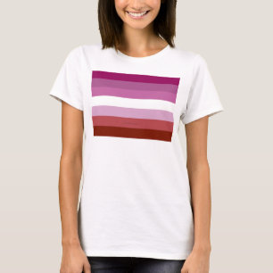 SlipperyJoe's lesbiska stolthetsflaggans feminina T Shirt