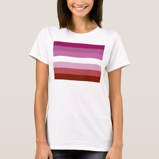 SlipperyJoe's lesbiska stolthetsflaggans feminina  T Shirt (Framsida)