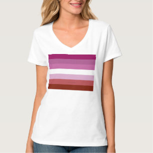 SlipperyJoe's lesbiska stolthetsflaggans feminina T Shirt