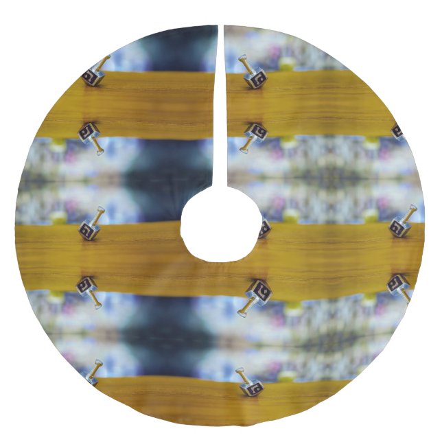 SlipperyJoes Lycklig Hanukkah, fyrsidig spinning t Julgransmatta Borstad Polyester (Framsidan)