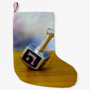 SlipperyJoes Lycklig Hanukkah, fyrsidig spinning t Liten Julstrumpa