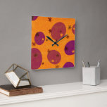 SlipperyJoe's Lycklig Hanukkah Jewish Hebrew-jelly Fyrkantig Klocka<br><div class="desc">SlipperyJoe's Lycklig Hanukkah Jewish Hebrew geléfylld munnötsrepresentation Chanukah ger dekorationer Judaism religion små asteriskliknande symboler konstnärlig orange av lila ovala former av lekfull arrangemang konstnärlig abstrakt mönster ljus bakgrund</div>