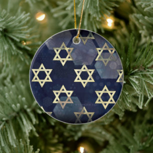 SlipperyJoes Lycklig Hanukkah många Star i Davi Julgransprydnad Keramik