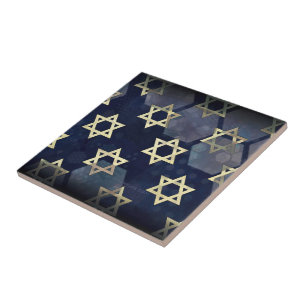SlipperyJoes Lycklig Hanukkah många Star i Davi Kakelplatta
