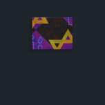 SlipperyJoes Lycklig Hanukkah Star av David menora Canvastryck<br><div class="desc">SlipperyJoe's Lycklig Hanukkah Star av David menorah Dreidel-konst Firande Candles Jewish Hebrew Chanukah ger dekorationer religiösan Judaism religion seder traditioner med geometrisk symbolisk kontrast till djupet symmetri symmetri</div>