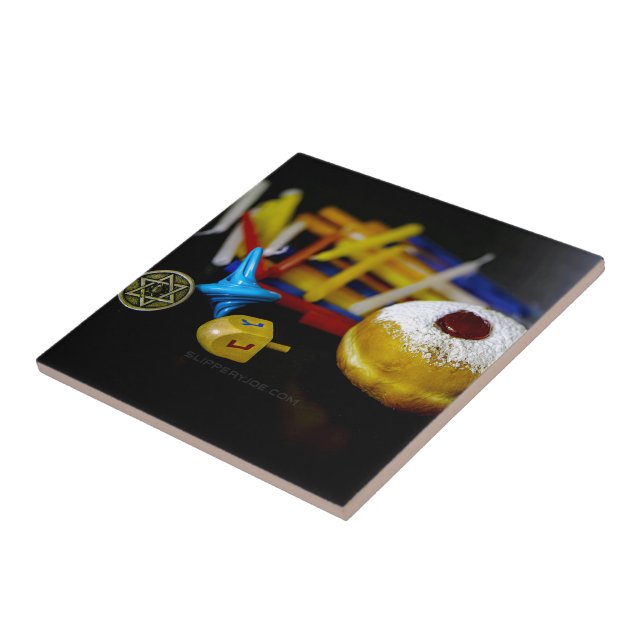 SlipperyJoe's Lycklig Hanukkah Star av David-mynt  Kakelplatta (Sidan)