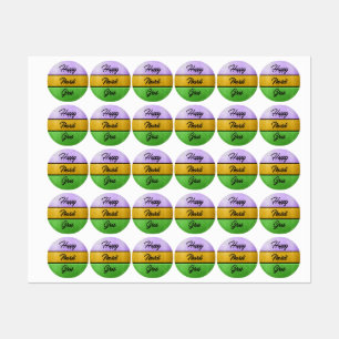 SlipperyJoes Lycklig Mardi Gras lila guld grönt b Klistermärke