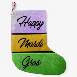 SlipperyJoes Lycklig Mardi Gras lila guld grönt b Liten Julstrumpa