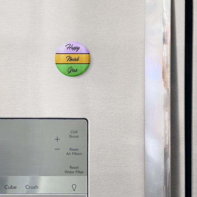 SlipperyJoes Lycklig Mardi Gras lila guld grönt b Magnet (In Situ (Fridge))