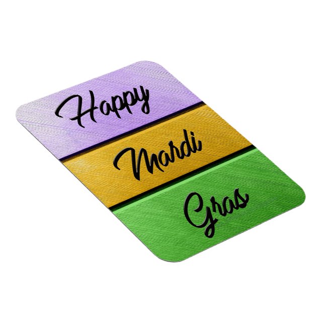 SlipperyJoes Lycklig Mardi Gras lila guld grönt b Magnet (Högersidan)