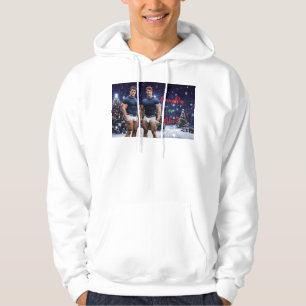 SlipperyJoes lysande julgranar två muskulösa Hoodie