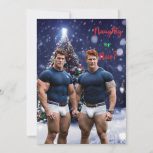 SlipperyJoes lysande julgranar två muskulösa Julkort