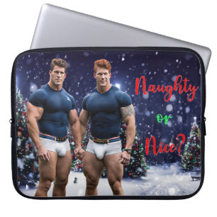 SlipperyJoes lysande julgranar två muskulösa Laptop Fodral