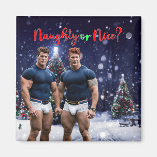 SlipperyJoes lysande julgranar två muskulösa Magnet