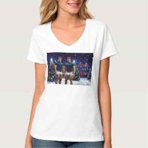 SlipperyJoes lysande julgranar två muskulösa T Shirt