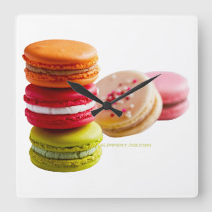 SlipperyJoe's Macaroon-cookies-Fransk-staplade mat Fyrkantig Klocka