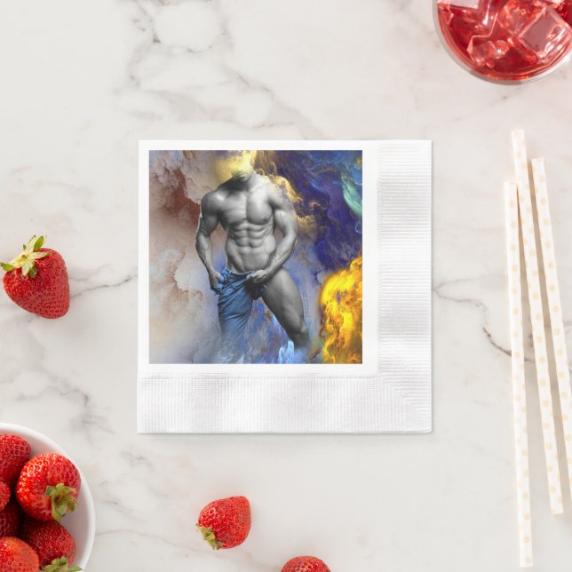 SlipperyJoe's Man steamy shirtless abs sixpack put Pappersservett (Insitu)