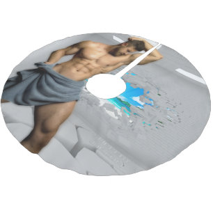SlipperyJoe's Man towel bruten vit tegelvägg ba Julgransmatta Borstad Polyester